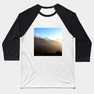 Panoramic Sunset View Of Everest Mountain Baseball T-Shirt